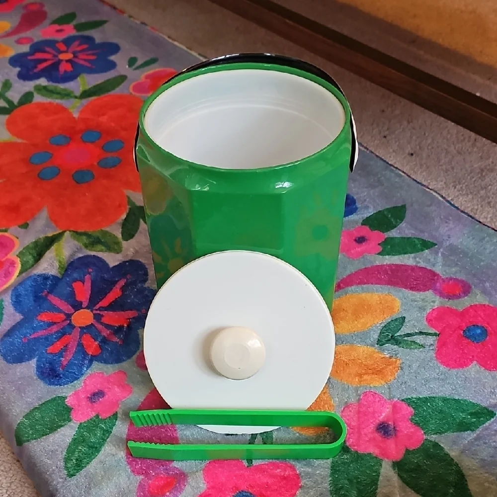 Vintage Green and White Ice Bucket